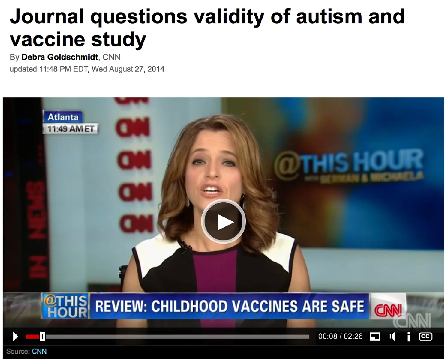 CNN Publishes Story Denying Vaccine-Autism Link