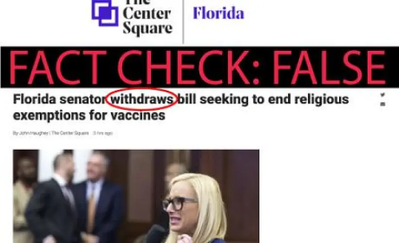 FACT CHECKING FL's FAKE NEWS: Lauren Book's SB 64 'Mandatory Vaccine' Bill Was NOT Withdrawn, Can STILL BE Heard 