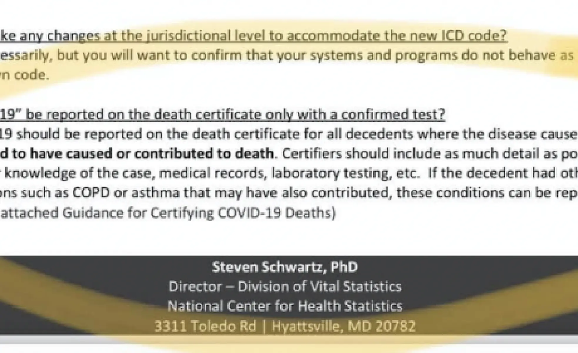 The US Gov. Health Statistics Agency Directs Hospitals to Confirm Suspected COVID-19 Deaths As Confirmed