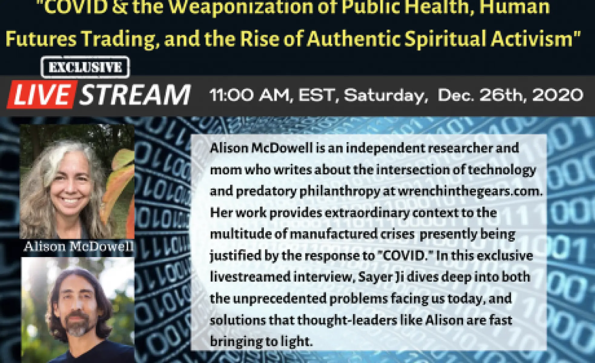 EXCLUSIVE INTERVIEW: COVID & the Weaponization of Public Health, Human Futures Trading, Authentic Spiritual Activism