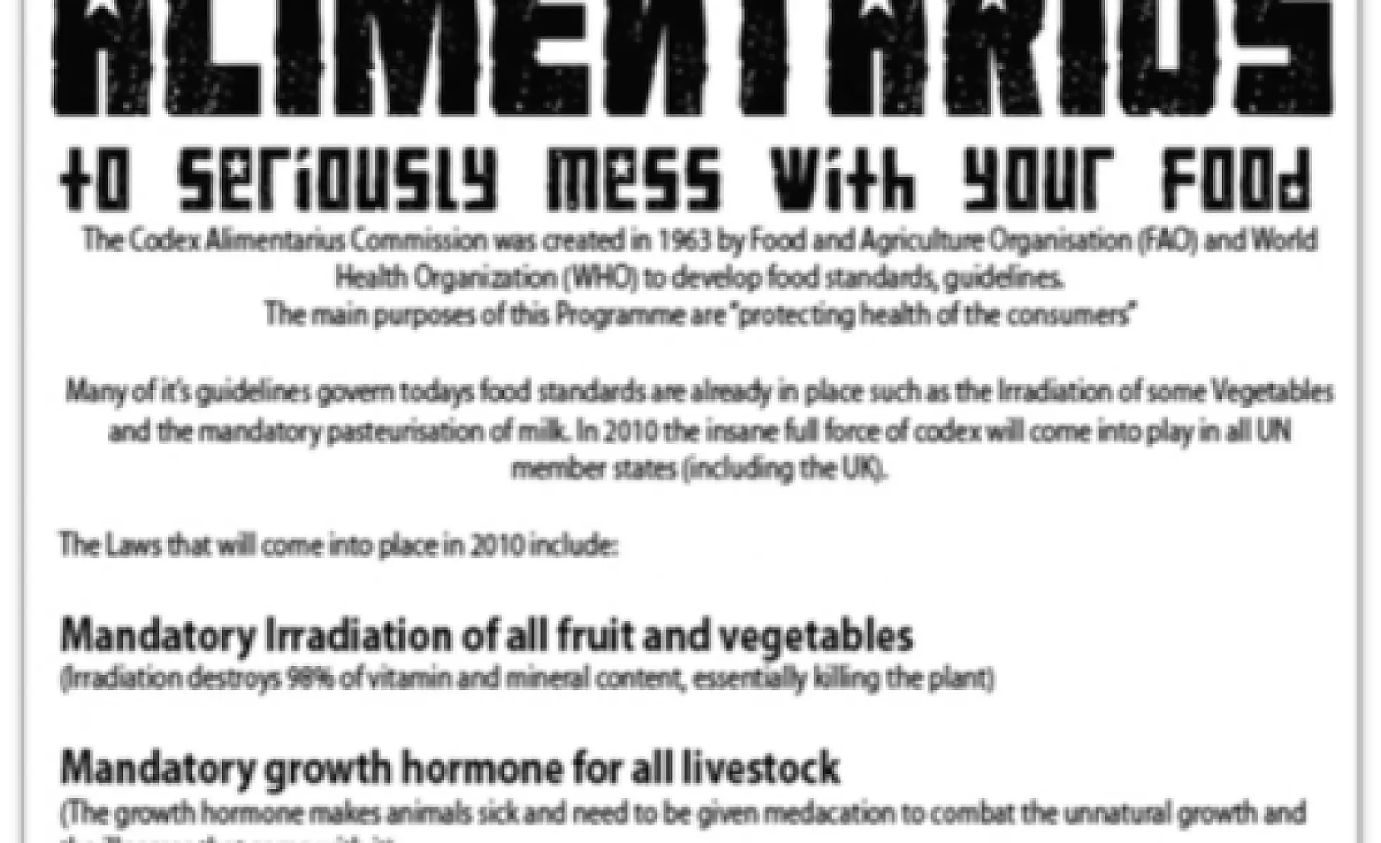 Codex Alimentarius Meetings Update, Frankfurt Germany 2012