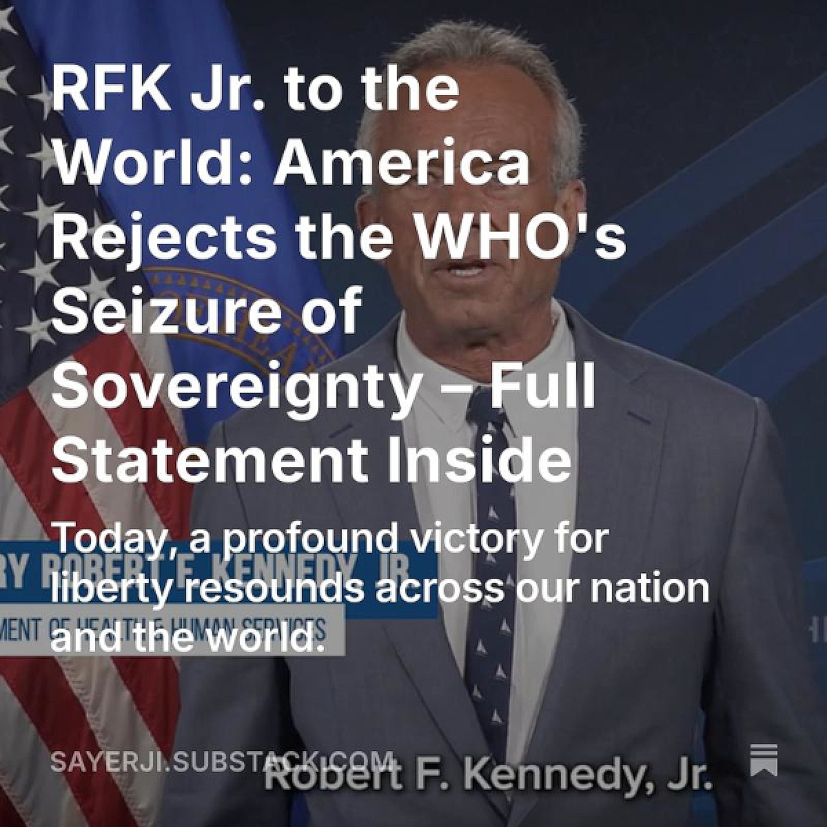 RFK Jr. to the World: America Rejects the WHO's Seizure of Sovereignty - Full Statement Inside