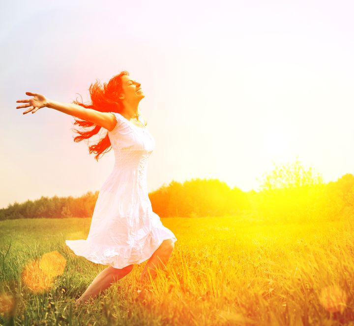 happy woman on curcumin