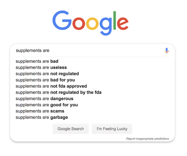 Google says supplements are bad
