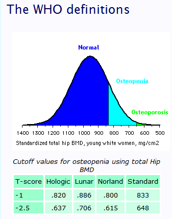 WHO definitions osteoporosis